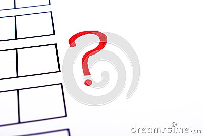 Bulletin and red question mark. Stock Photo