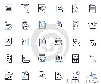 Bulletins line icons collection. Announcements, Notifications, Updates, Reminders, Notices, Alerts, Memos vector and Vector Illustration