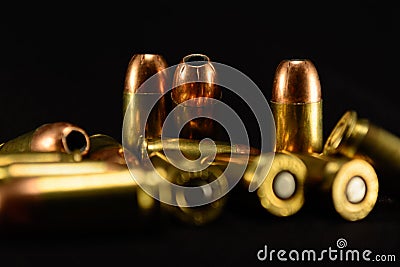 Bullets on Black Background, selective focus background Stock Photo