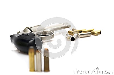 Bullets and gun Stock Photo