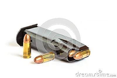 Bullets and magazine handgun pistol weapon Stock Photo