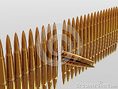 Bullets 9mm ammo row Stock Photo