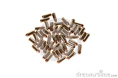 Bullets .45mm on white background Stock Photo