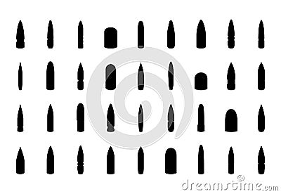 Bullets silhouettes set. Vector Illustration