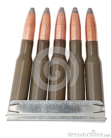 Bullets on a stripper clip Stock Photo