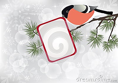 Bullfinch on the branch. Vector Illustration