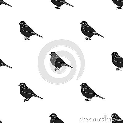 Bullfinch icon in black style isolated on white background. Bird pattern stock vector illustration. Vector Illustration