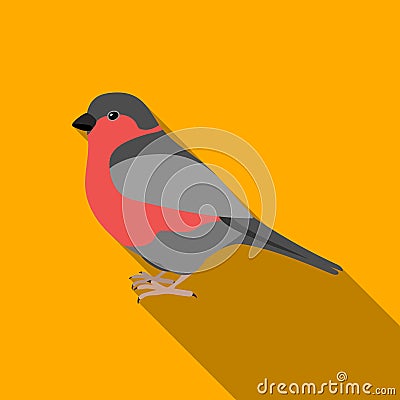 Bullfinch icon in flate style on white background. Bird symbol stock vector illustration. Vector Illustration