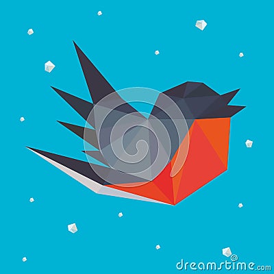 Bullfinch In Polygonal Style Art Vector Illustration