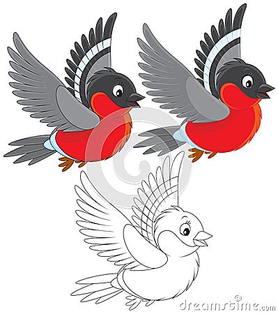 Bullfinch Cartoon Illustration