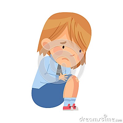 Bullied Girl Sitting Suffering from Mockery and Sneer at School Vector Illustration Vector Illustration