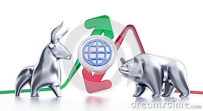 Bullish & Bearish World Trends Stock Photo