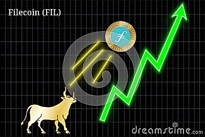 Bullish Filecoin (FIL) cryptocurrency chart Editorial Stock Photo