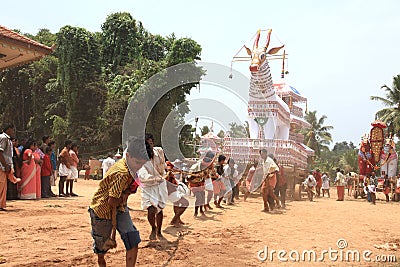 Bullock effigies in temple festival Editorial Stock Photo