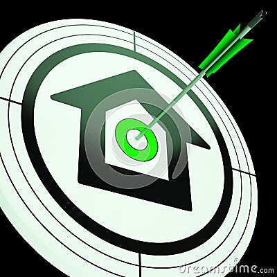 Bullseye House Target Means Aiming For Best Property Or Investment House 3d Illustration Stock Photo