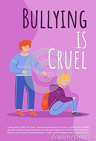 Bullying is cruel poster vector template Vector Illustration