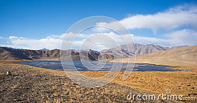 Bulunkul, Tajikistan: Beautiful view of Bulunkul Lake in Pamir in Tajikistan Stock Photo