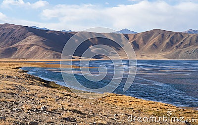 Bulunkul, Tajikistan: Beautiful view of Bulunkul Lake in Pamir in Tajikistan Stock Photo