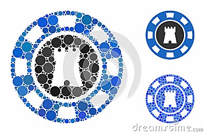 Bulwark casino chip Mosaic Icon of Circle Dots Vector Illustration