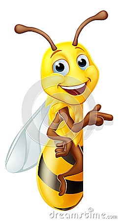 Bumble Honey Bee Bumblebee Cartoon Character Sign Vector Illustration