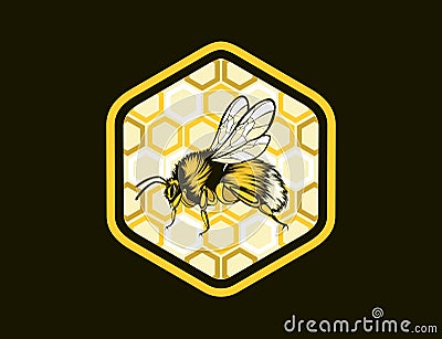 Bumblebee Vector Retro Emblem Illustration Cartoon Illustration