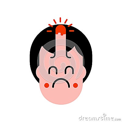 Bump on head isolated. Pain and grief face. Vector illustration Vector Illustration