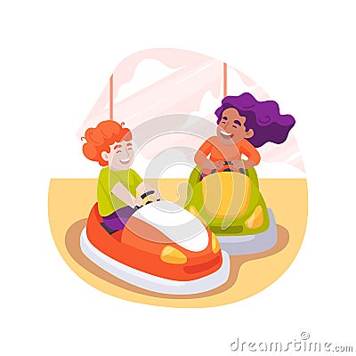 Bumper cars isolated cartoon vector illustration. Vector Illustration