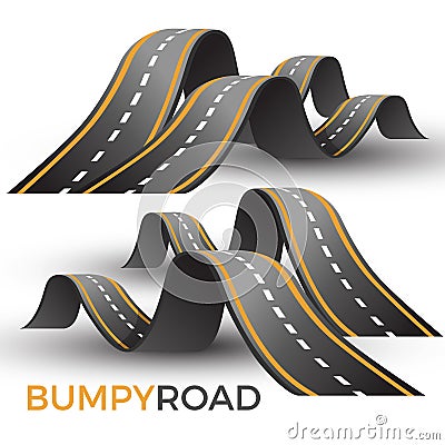 Bumpy road icon uneven dangerous wave path with marking vector Vector Illustration