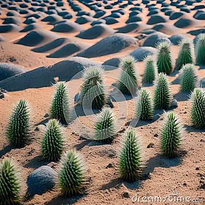 A bumpy and spiky texture with cactus needles and desert sand2, Generative AI Stock Photo