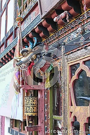 Bumthang, Bhutan - September 14, 2016: Handicrafts shopfront, Jakar, Bumthang, Bhutan. Editorial Stock Photo
