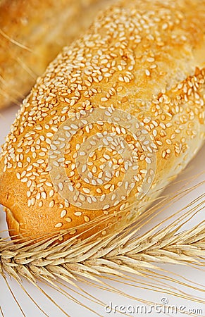 Bun, bread with spikelets Stock Photo
