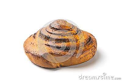 Bun with poppy seeds on a white background close-up. isolate Stock Photo