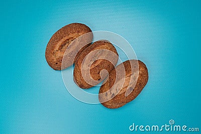 Bun studio image. Homemade buckwheat baked goods. Buckwheat Bread. Buns made from rye flour. Stock Photo