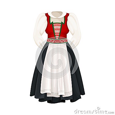 Bunad as Norwegian National Costume and Clothing Vector Illustration Vector Illustration