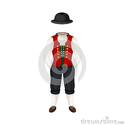 Bunad as Norwegian National Costume and Clothing Vector Illustration Vector Illustration