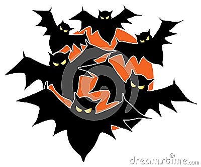 A Bunch of Bats Flying in For a Halloween Party Vector Illustration