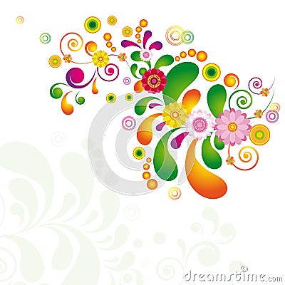 Bunch of beautiful spring colorful flowers. eps10. Vector Illustration