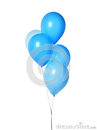 Bunch of big blue balloons object for birthday party isolated on a white Stock Photo