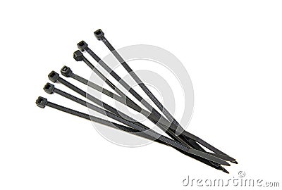 Bunch of black cable ties Stock Photo