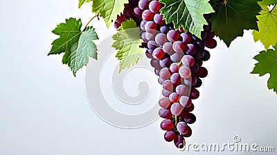 Bunch of blue grapes grapevine, white background, mockup, copy space Stock Photo