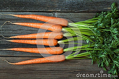 Bunch of carrots rustic harvest healhy organic Stock Photo