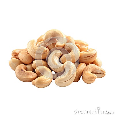 Bunch of cashews on cutout PNG transparent background. Generative AI Stock Photo