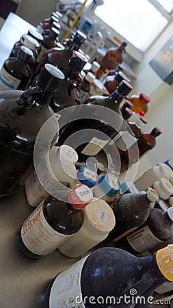 Bunch of chemicals stacked together Editorial Stock Photo