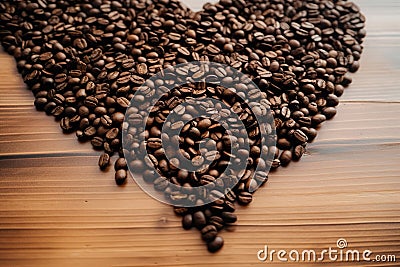 Bunch of coffee beans formed like heart high quality photo Stock Photo