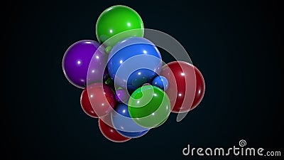 Bunch of colorful chaotic spheres. Computer generated abstract form of large and small balls. 3d rendering background Stock Photo