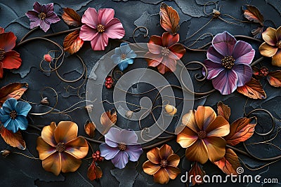 Flower Bouquet Hanging on Wall Stock Photo