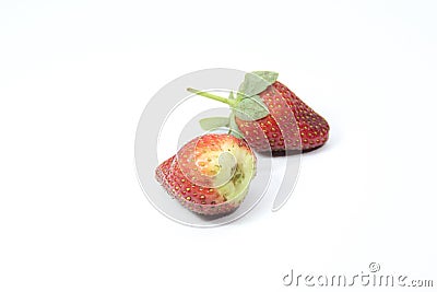 a bunch of creatively arranged strawberries with a white background. selective focus Stock Photo