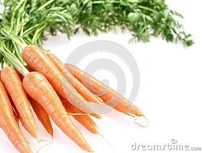 Bunch of crunchy carrots on white background Stock Photo