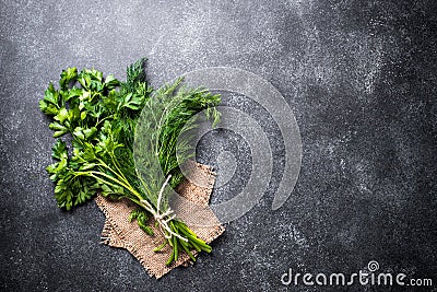 A bunch of dill and parsley Stock Photo