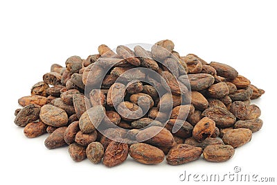 Bunch of dried cocoa beans Stock Photo